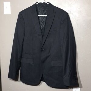 J. Ferrar textured gray black pleated button up